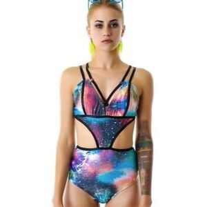 New UNIF Oh Dang Galaxy Print Bodysuit/Swimsuit - Size S